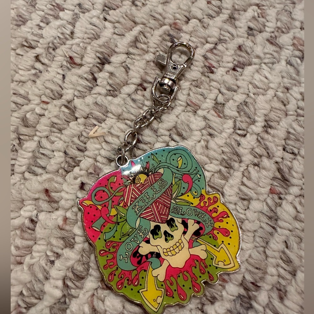 Ed hardy loved kills slowly keychain